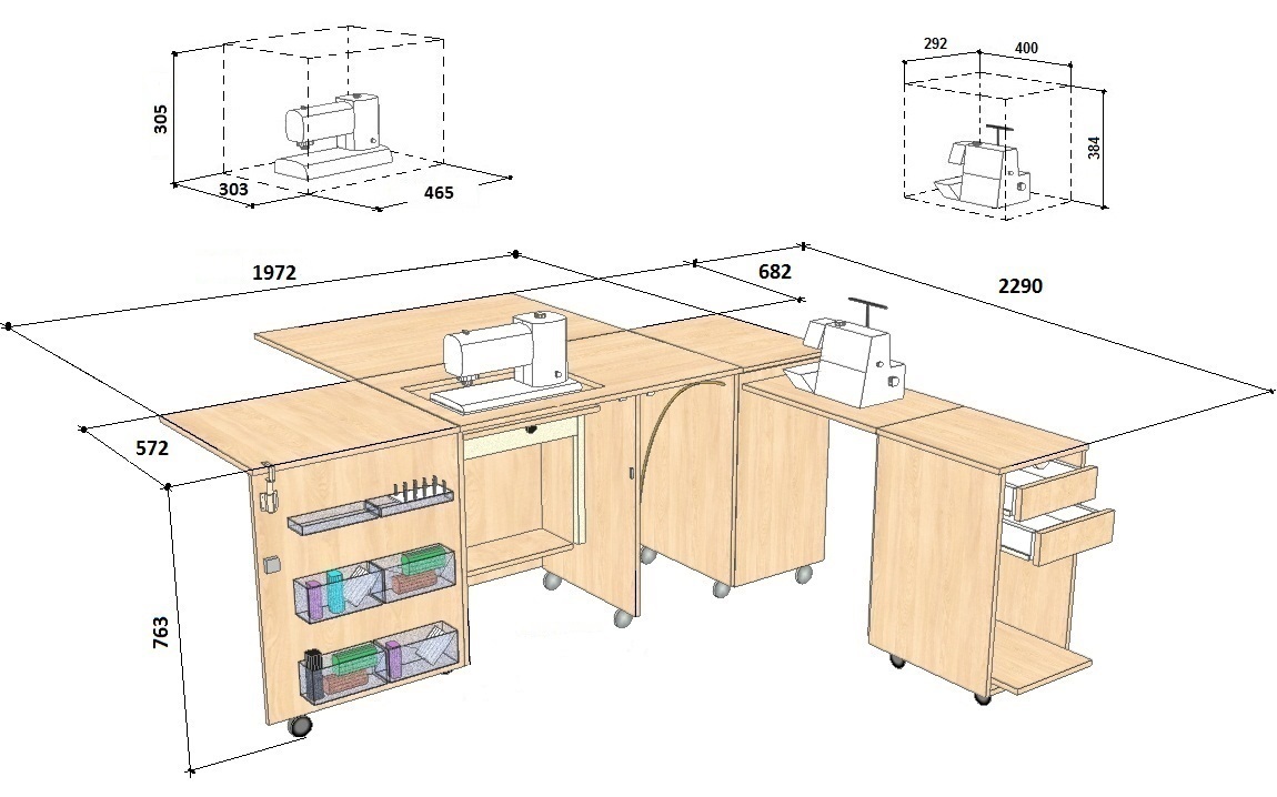 Comfort 4 Sewing Machine And Overlocker Table - What Size Should A Sewing Table Be
